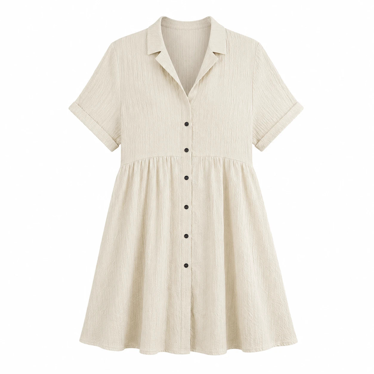 Textured Button Babydoll Dress WHD0606078