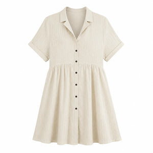 Textured Button Babydoll Dress WHD0606078