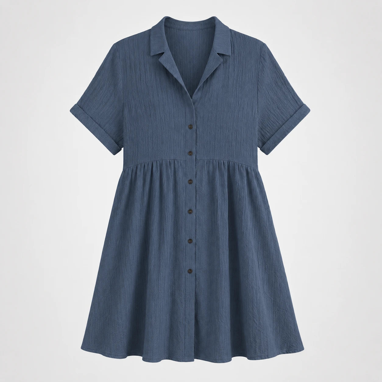 Textured Button Babydoll Dress WHD0606078