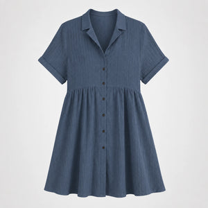 Textured Button Babydoll Dress WHD0606078