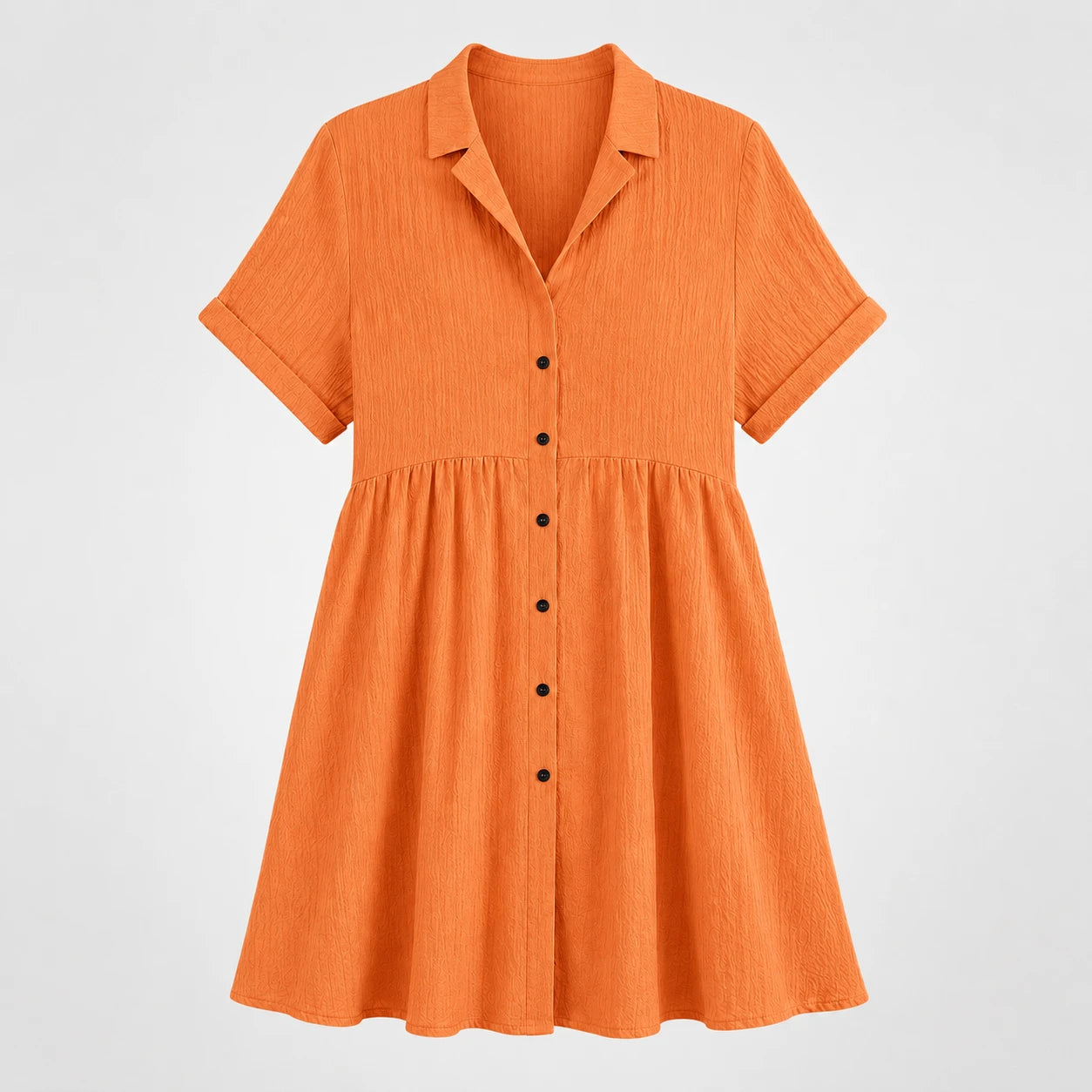Textured Button Babydoll Dress WHD0606078