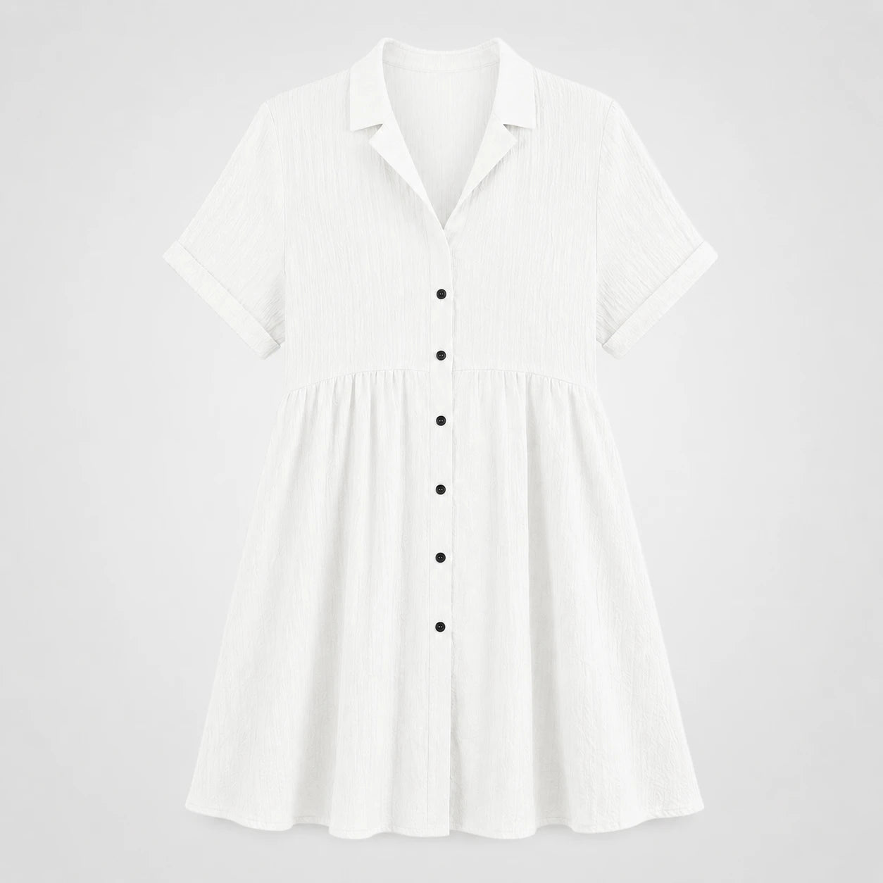 Textured Button Babydoll Dress WHD0606078
