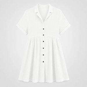 Textured Button Babydoll Dress WHD0606078