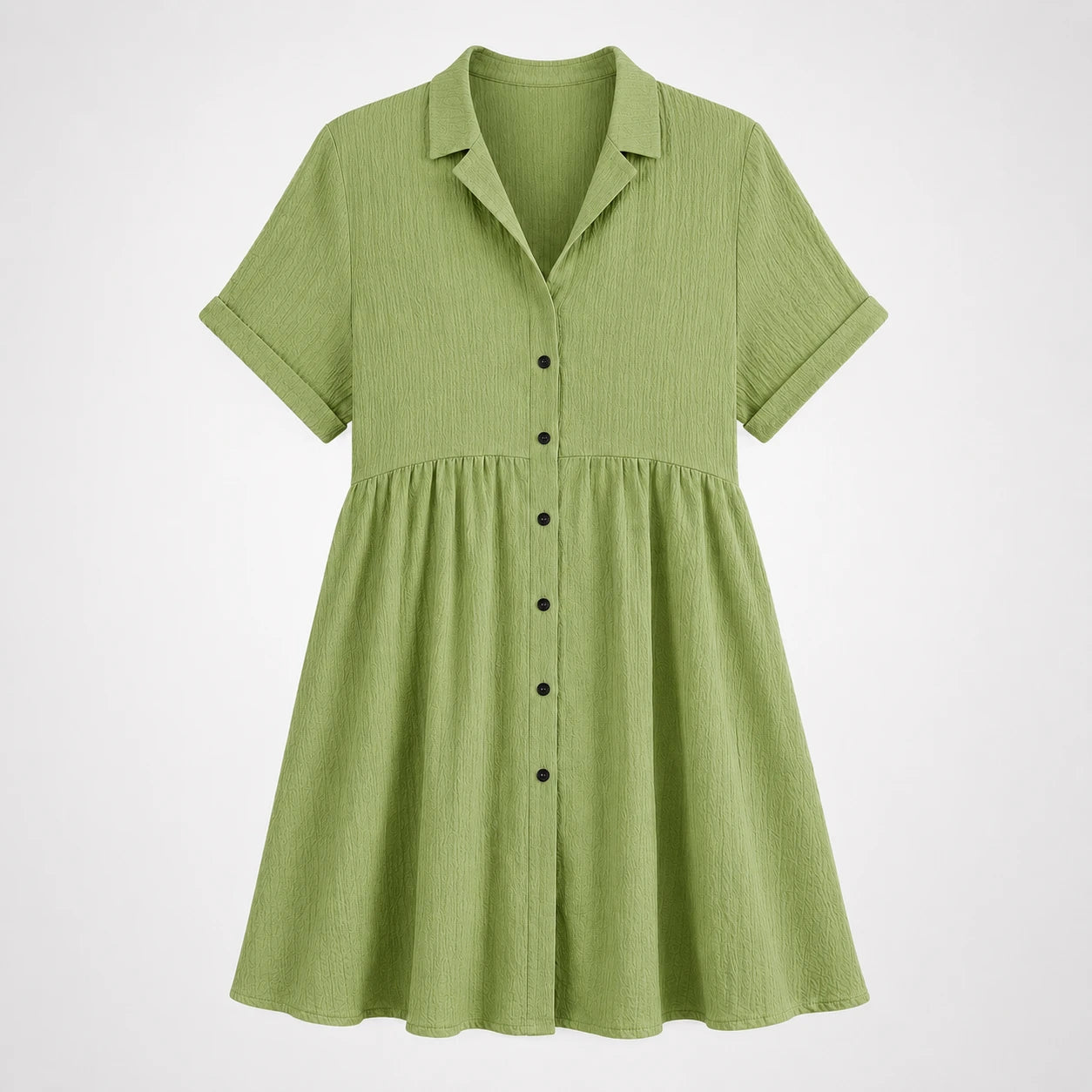 Textured Button Babydoll Dress WHD0606078