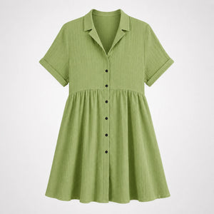 Textured Button Babydoll Dress WHD0606078
