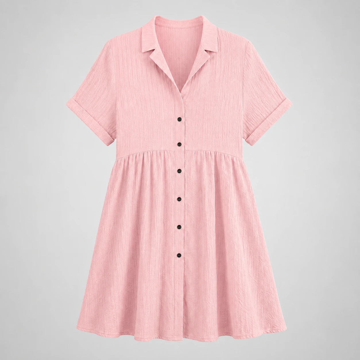 Textured Button Babydoll Dress WHD0606078