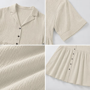 Textured Button Babydoll Dress WHD0606078