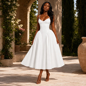Lace-Up Back Midi Dress WHD0606079