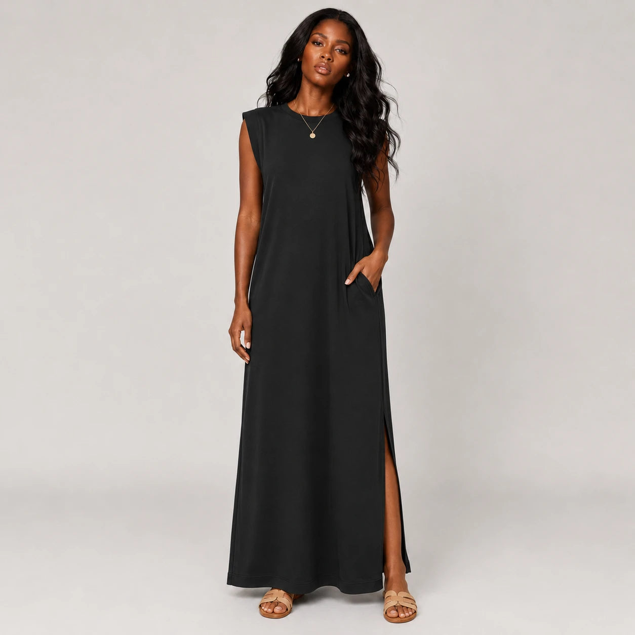 Sleeveless Side Slit Maxi Dress WHD0606080