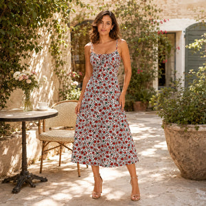 Floral Strap Midi Dress WHD0606086