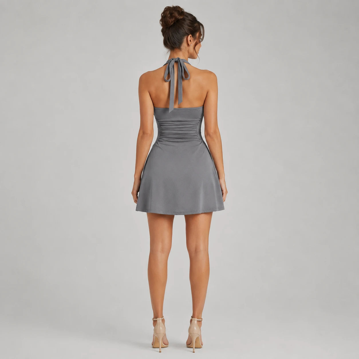 Halter Ruched Mini Dress WHD0606090