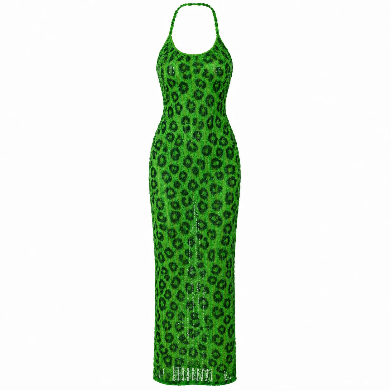 Open-Knit Halter Maxi Dress WHD0606094