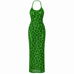 Open-Knit Halter Maxi Dress WHD0606094