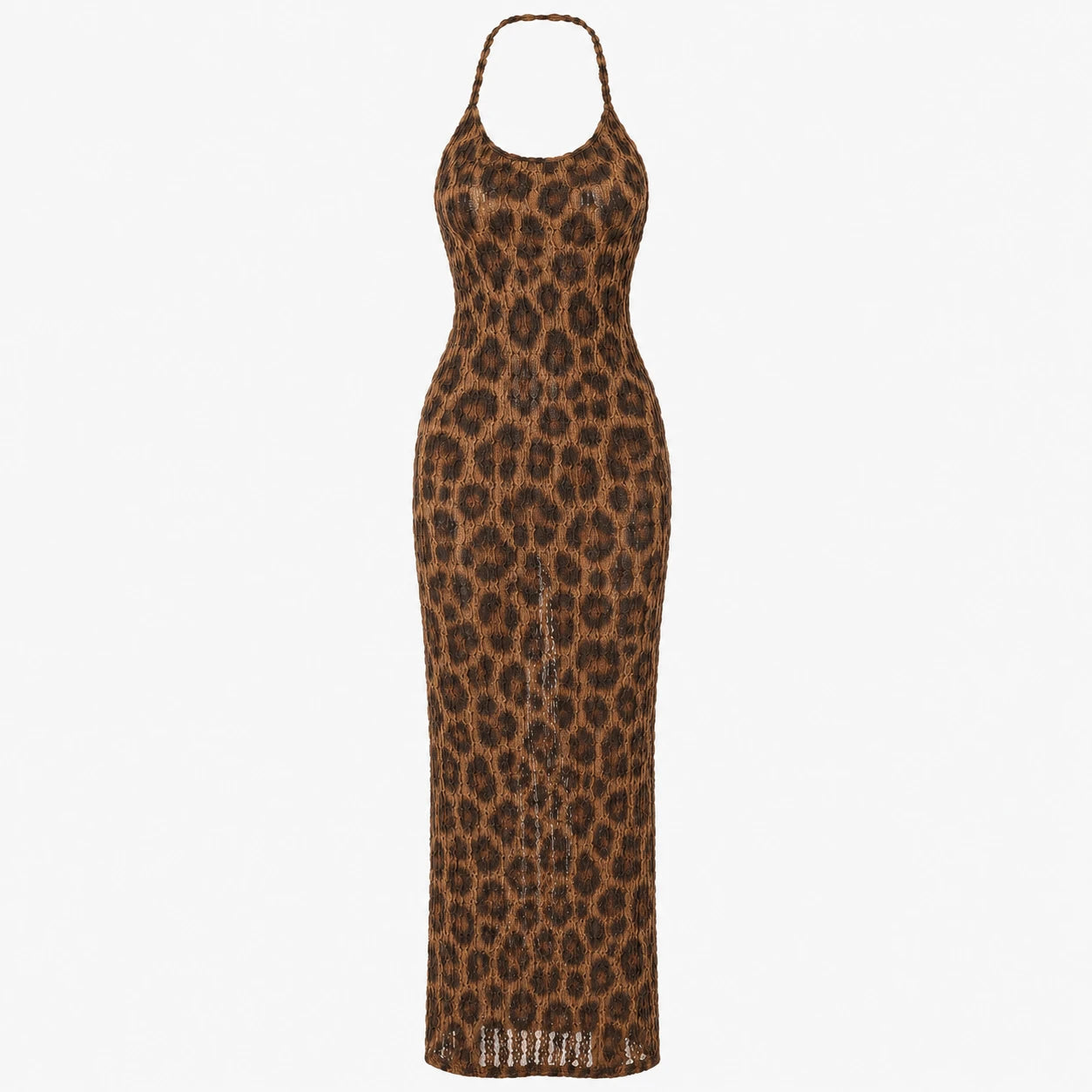 Open-Knit Halter Maxi Dress WHD0606094