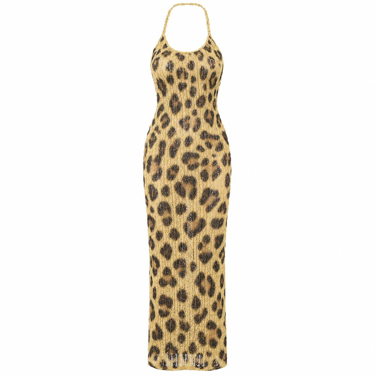 Open-Knit Halter Maxi Dress WHD0606094