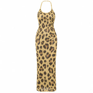 Open-Knit Halter Maxi Dress WHD0606094