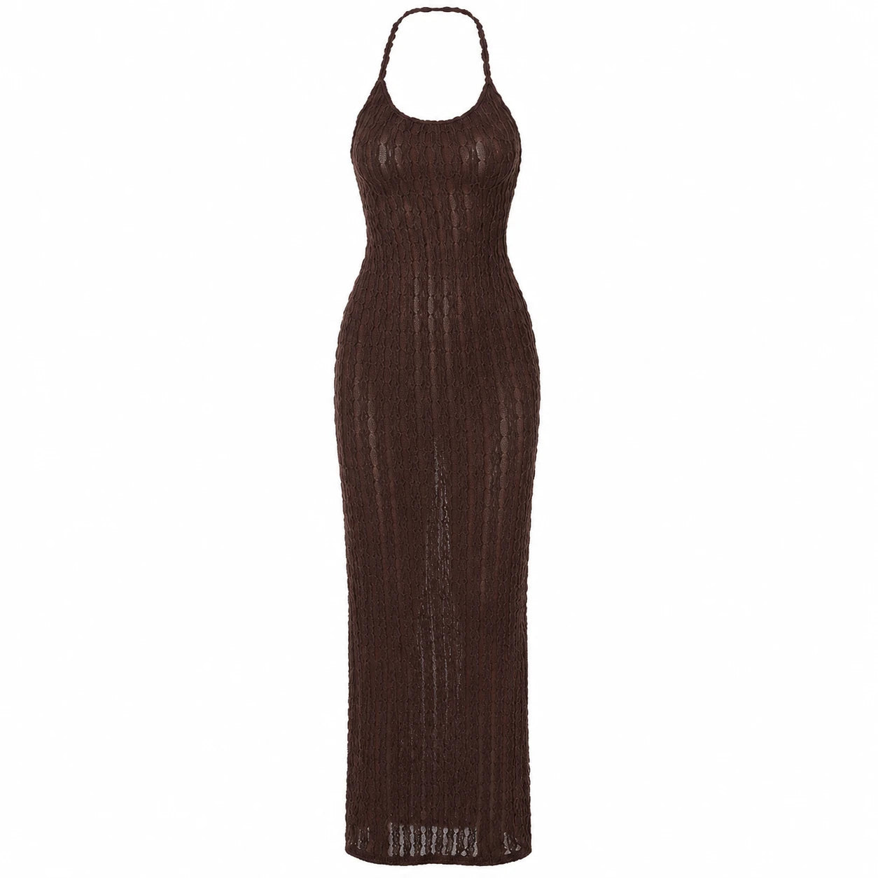 Open-Knit Halter Maxi Dress WHD0606094