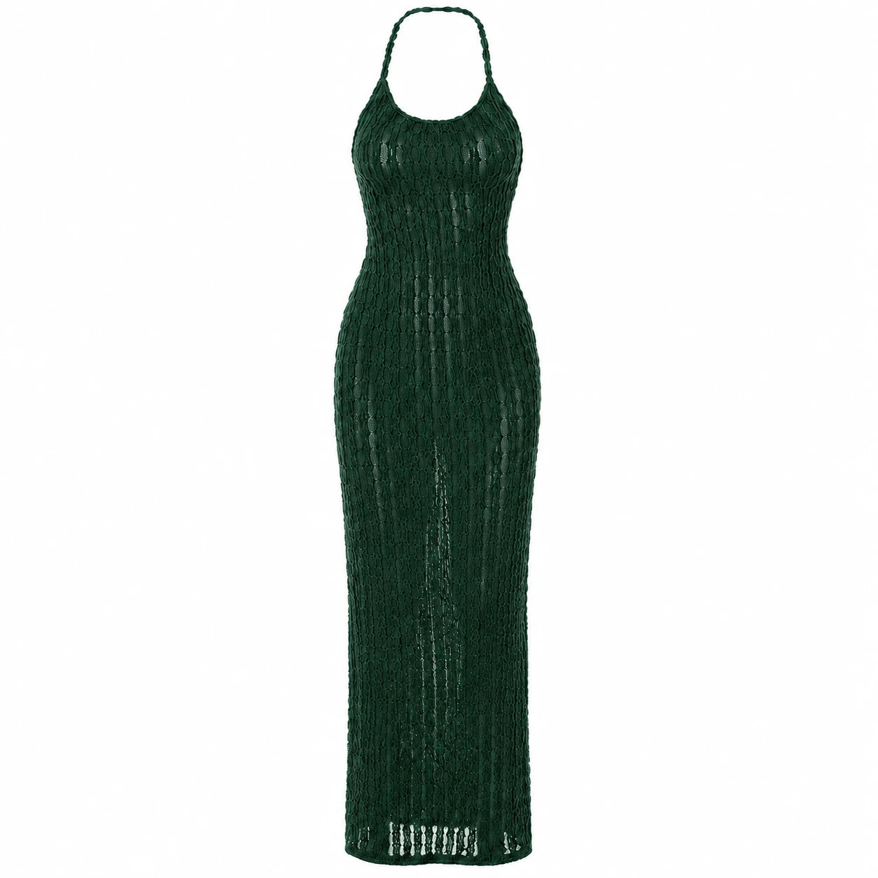 Open-Knit Halter Maxi Dress WHD0606094