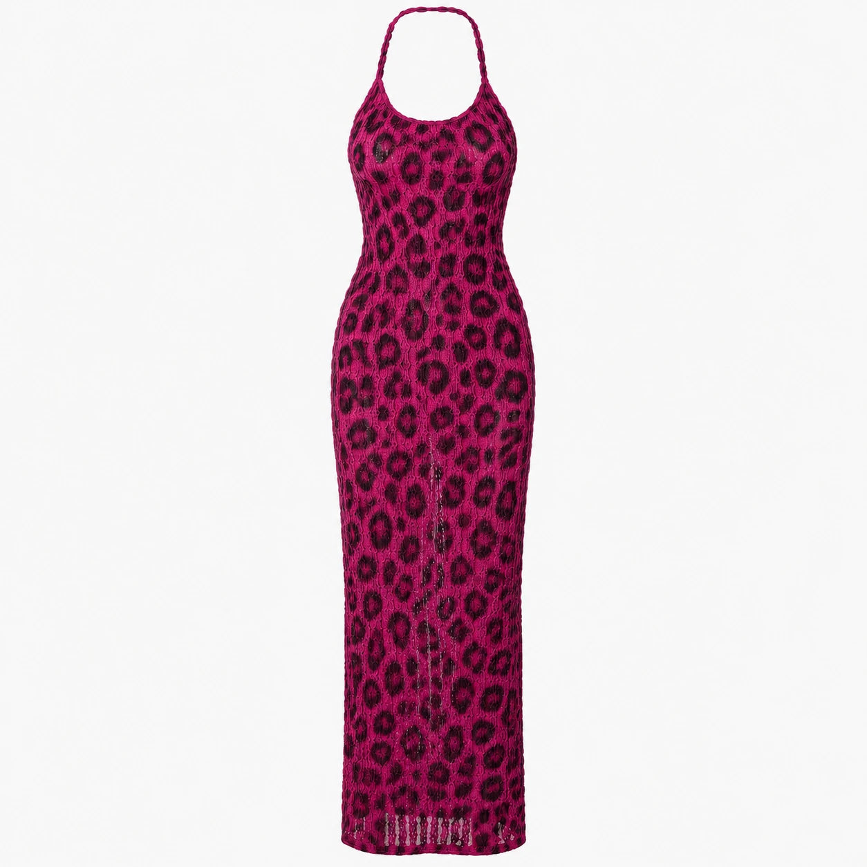 Open-Knit Halter Maxi Dress WHD0606094