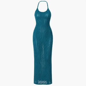 Open-Knit Halter Maxi Dress WHD0606094