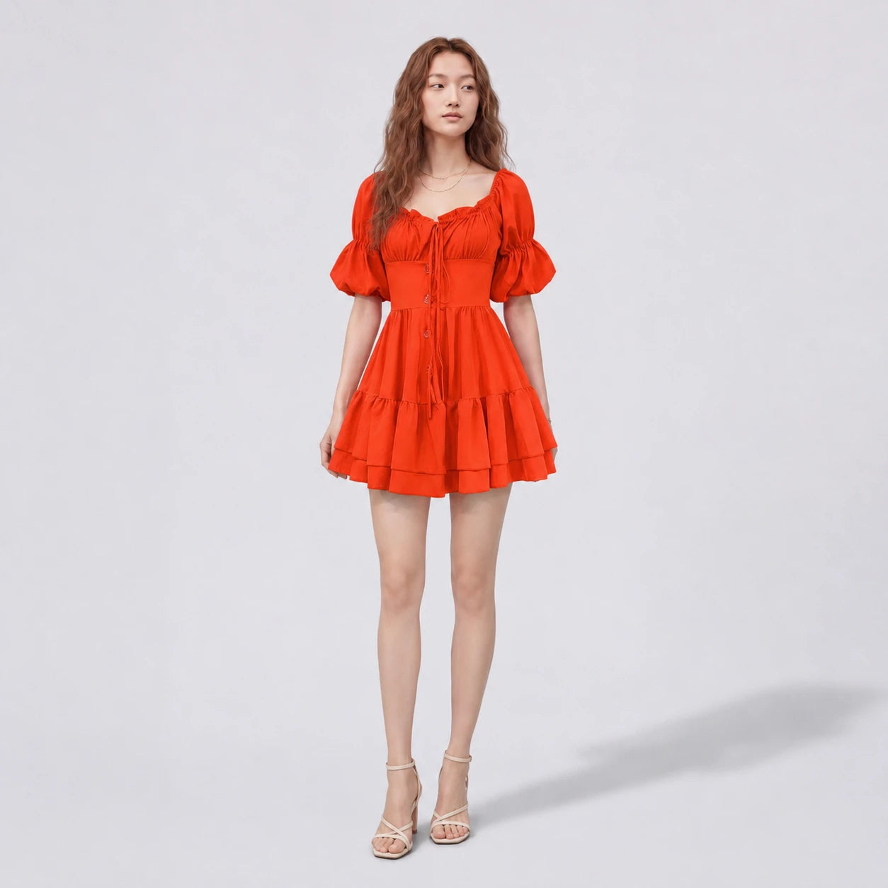 Puff Sleeve Mini Dress WHD0606098