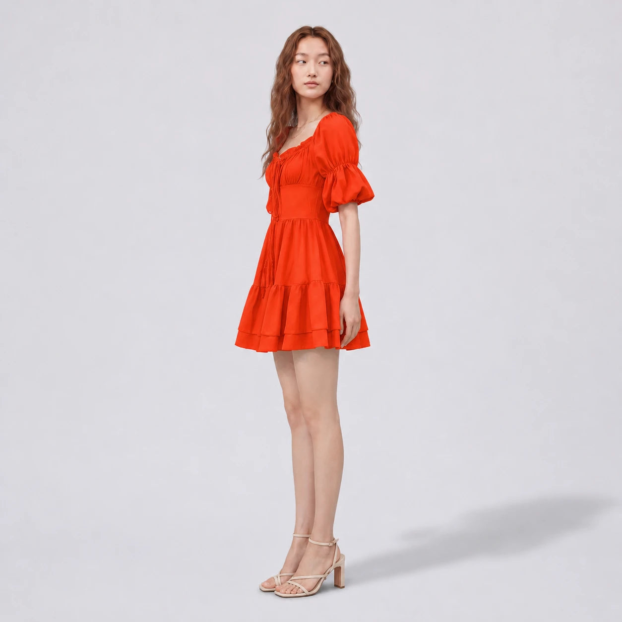 Puff Sleeve Mini Dress WHD0606098
