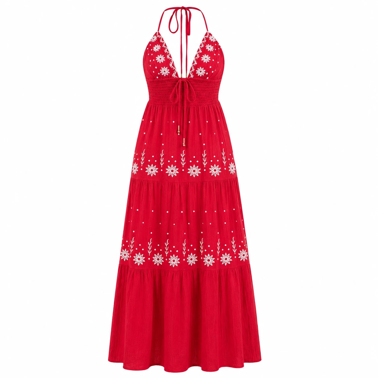 Embroidered Halter Maxi Dress WHD0606099