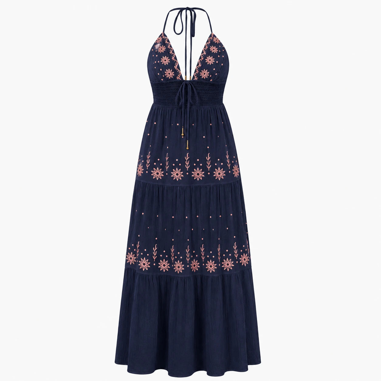 Embroidered Halter Maxi Dress WHD0606099