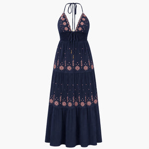 Embroidered Halter Maxi Dress WHD0606099