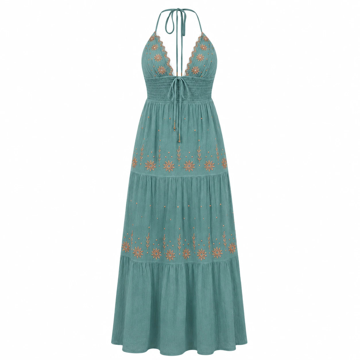 Embroidered Halter Maxi Dress WHD0606099