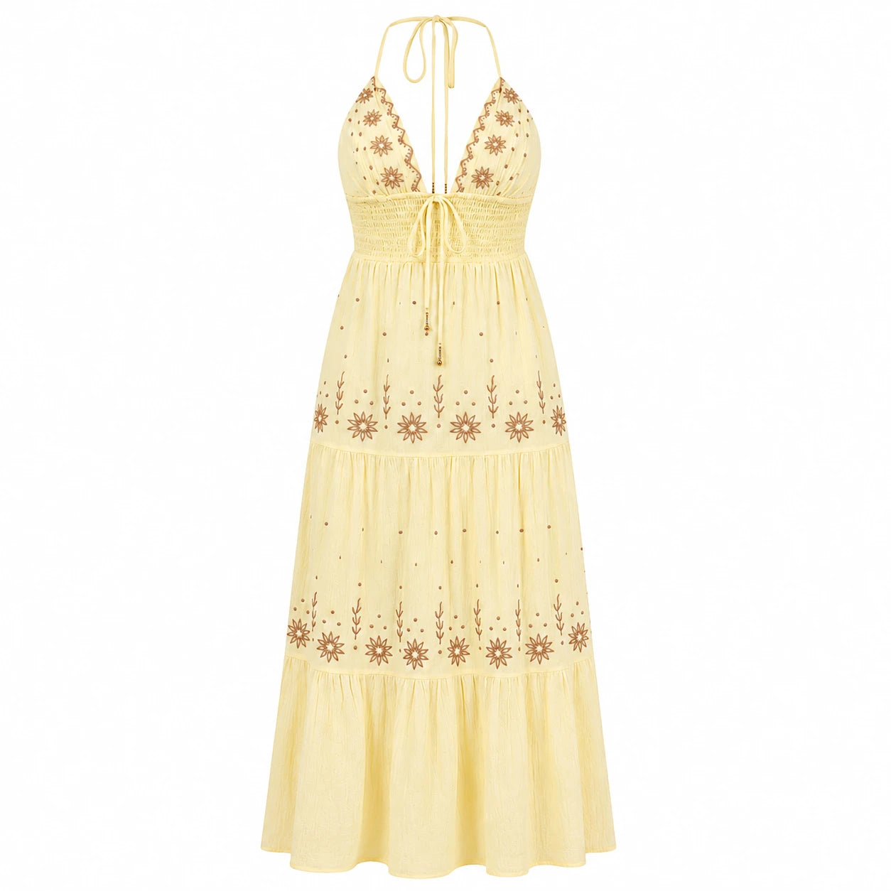Embroidered Halter Maxi Dress WHD0606099