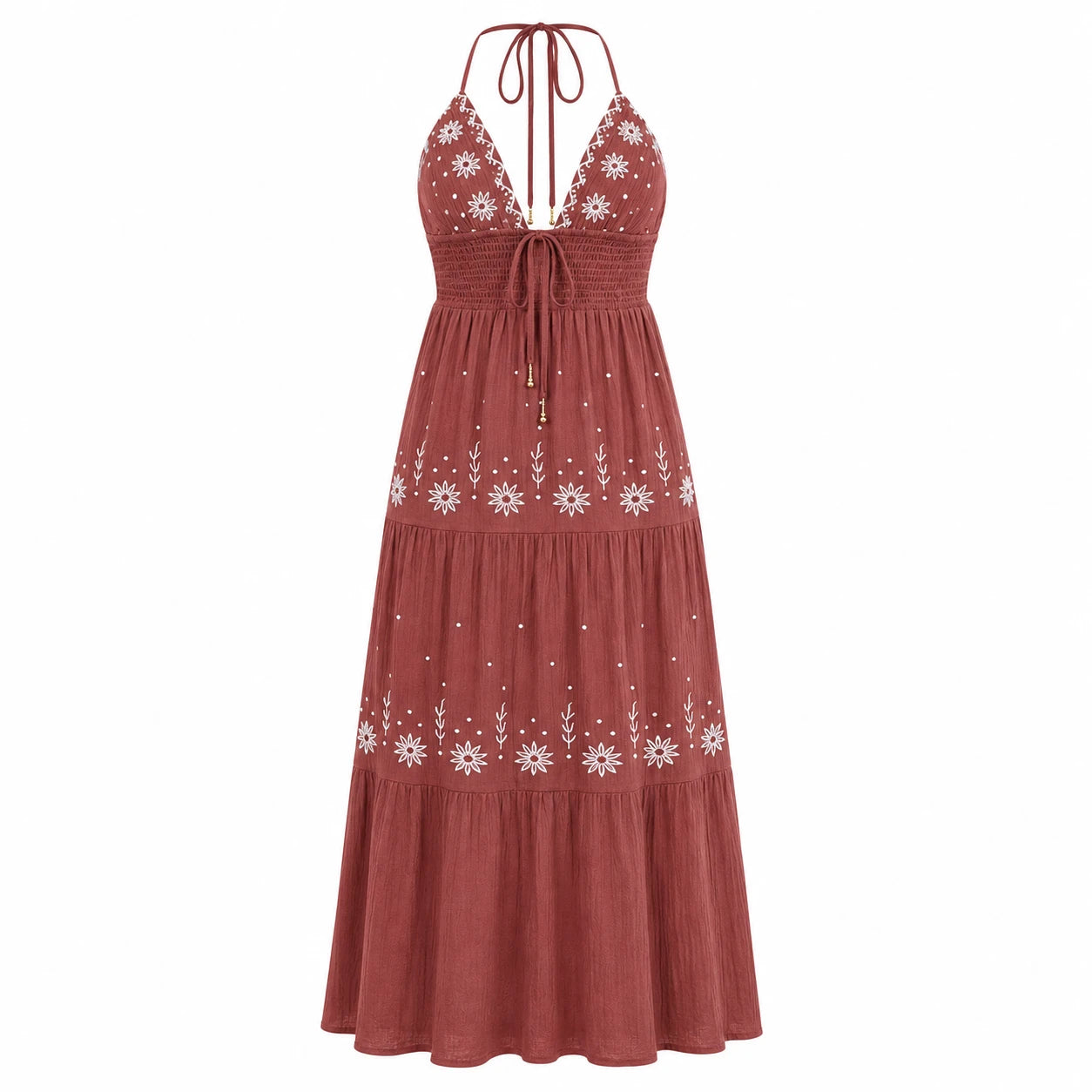 Embroidered Halter Maxi Dress WHD0606099