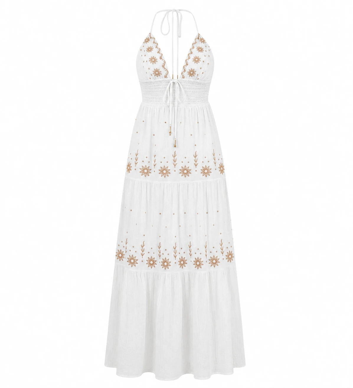 Embroidered Halter Maxi Dress WHD0606099
