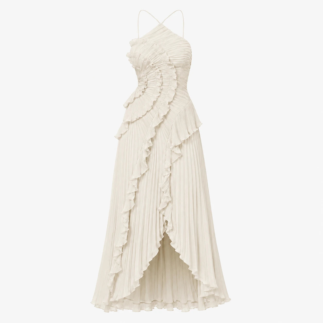 Pleated Ruffle Halter Dress WHD0606100