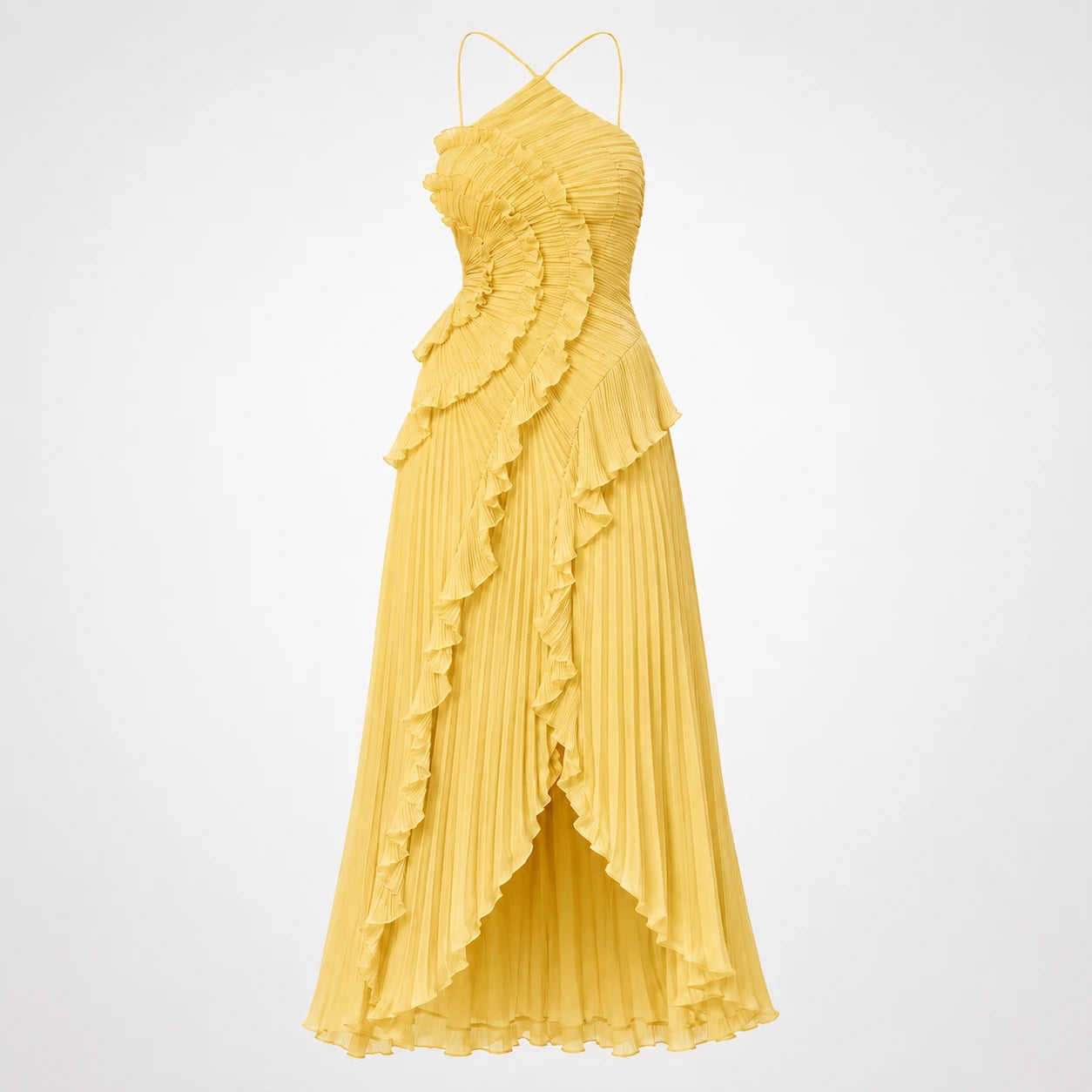 Pleated Ruffle Halter Dress WHD0606100