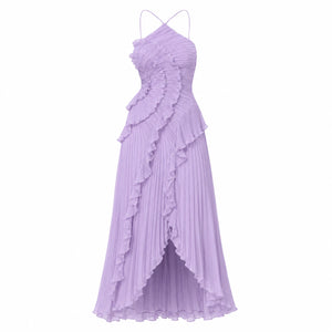 Pleated Ruffle Halter Dress WHD0606100