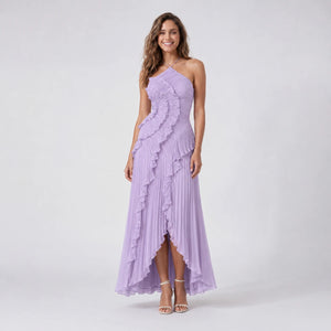 Pleated Ruffle Halter Dress WHD0606100