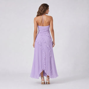 Pleated Ruffle Halter Dress WHD0606100