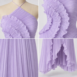 Pleated Ruffle Halter Dress WHD0606100