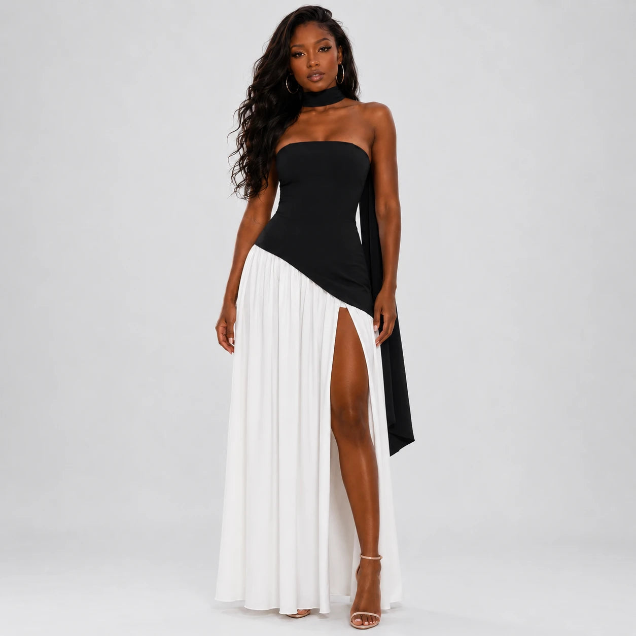 Strapless Colorblock Maxi Dress WHD0606102