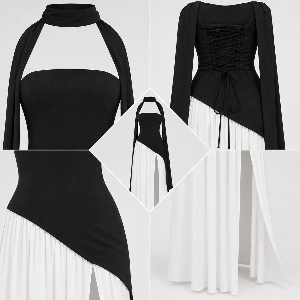 Strapless Colorblock Maxi Dress WHD0606102