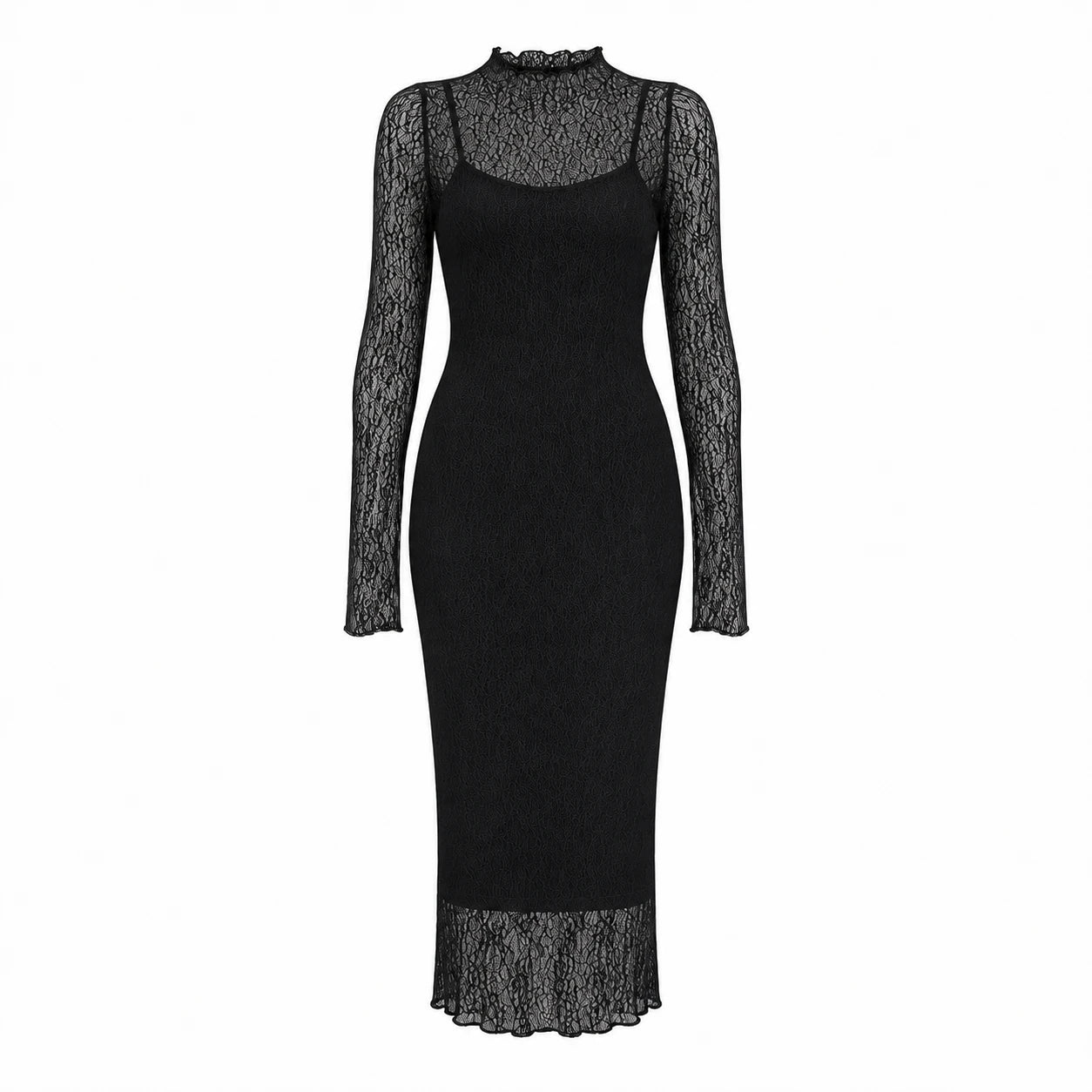 Sheer Lace Midi Dress WHD0606103