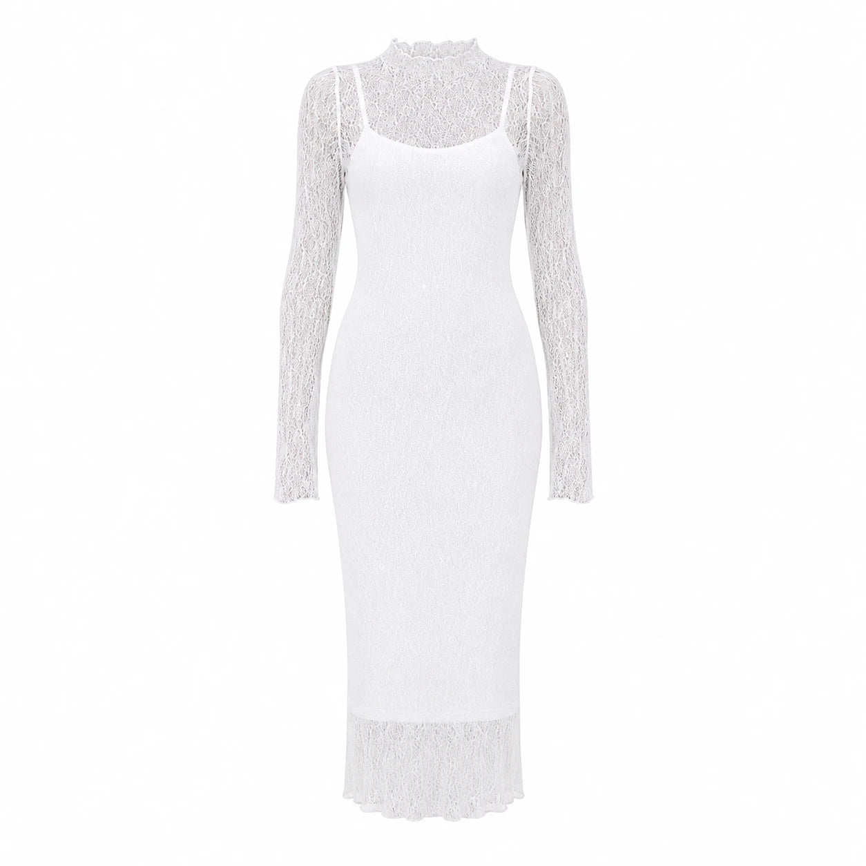 Sheer Lace Midi Dress WHD0606103