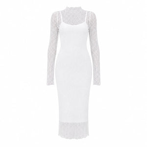 Sheer Lace Midi Dress WHD0606103
