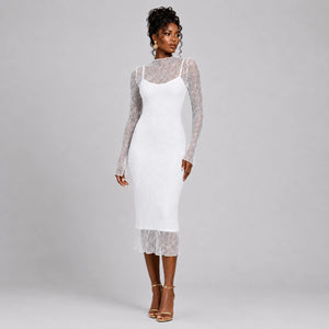 Sheer Lace Midi Dress WHD0606103