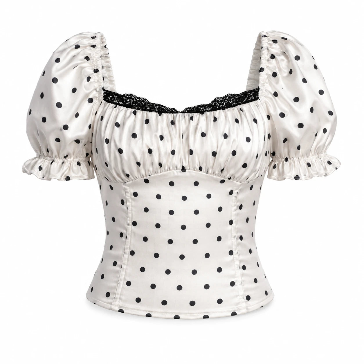 Polka Dot Puff Sleeve Top WHD0606105