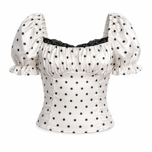 Polka Dot Puff Sleeve Top WHD0606105