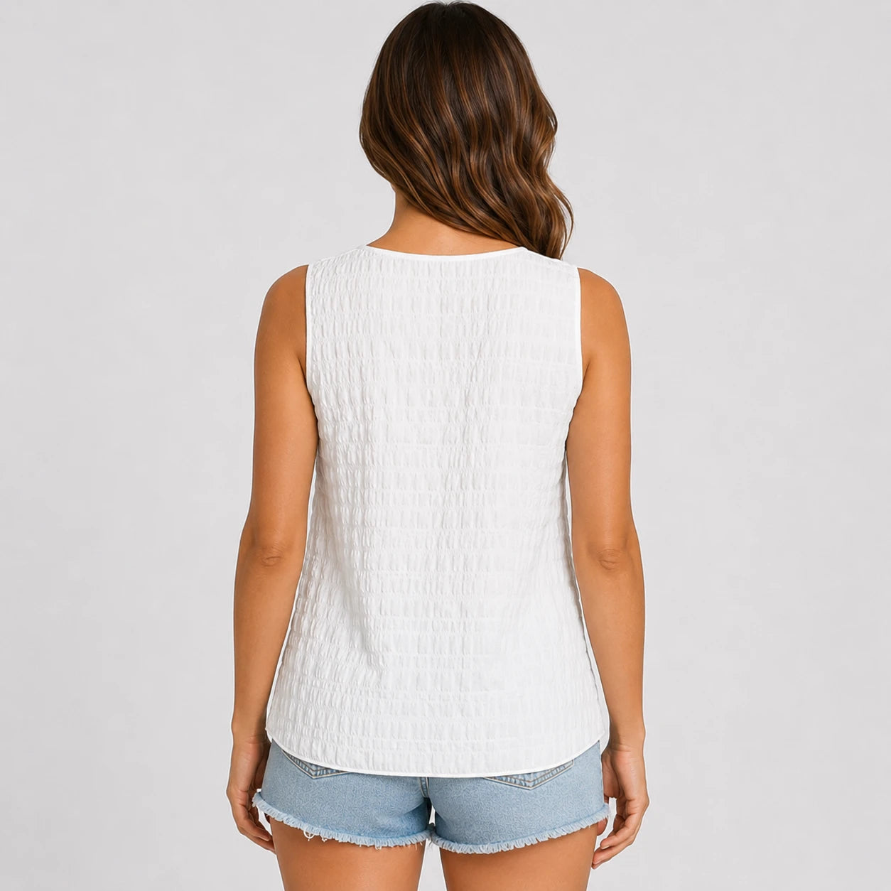Lace Yoke Sleeveless Top WHD0606109