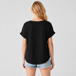 Zip Front V-Neck Top WHD0606111