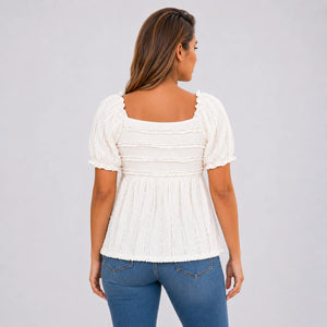 Textured Puff Sleeve Top WHD0606114